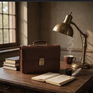 Bally Vintage Brown & Gold Tone Leather Portfolio
